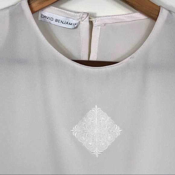 David Benjamin Embroidered Detail Vintage lightweight cream Blouse - Picture 7 of 8